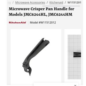 KITCHENAID Microwave Crisper Pan Handle Unisex OS Black Excellent W11512012